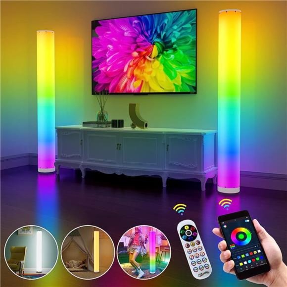2-Pack Corner Floor Lamp,Lamps for Living Room with Smart App and Remote Control - Picture 1 of 6